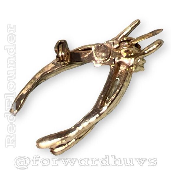 Bundle Sale 3 for $15 | Vintage Wishbone Shaped | Gold Tone Brooch - Picture 5 of 9